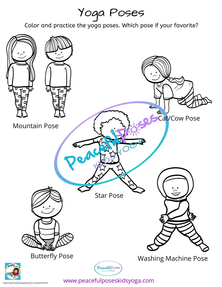 Yoga poses coloring page