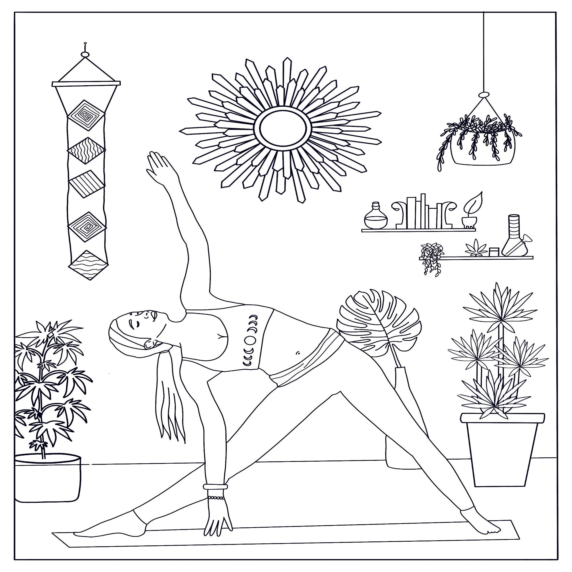 Adult stoner coloring page girl