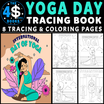 World yoga day tracing and coloring pages for kids