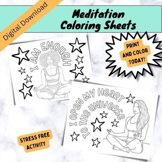 Yoga coloring sheets stress relief coloring pages yoga activities anxiety relaxation coloring pages printable adults and kids