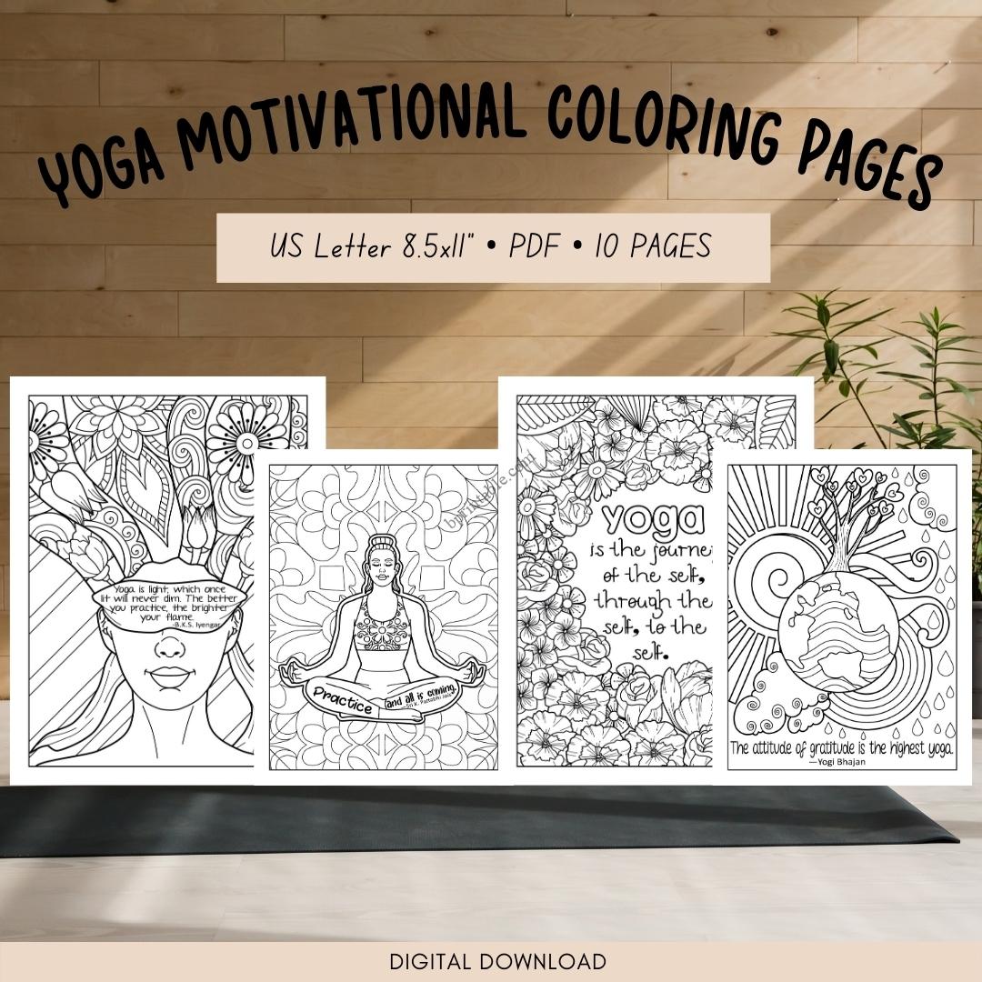 Yoga motivational coloring book for adults