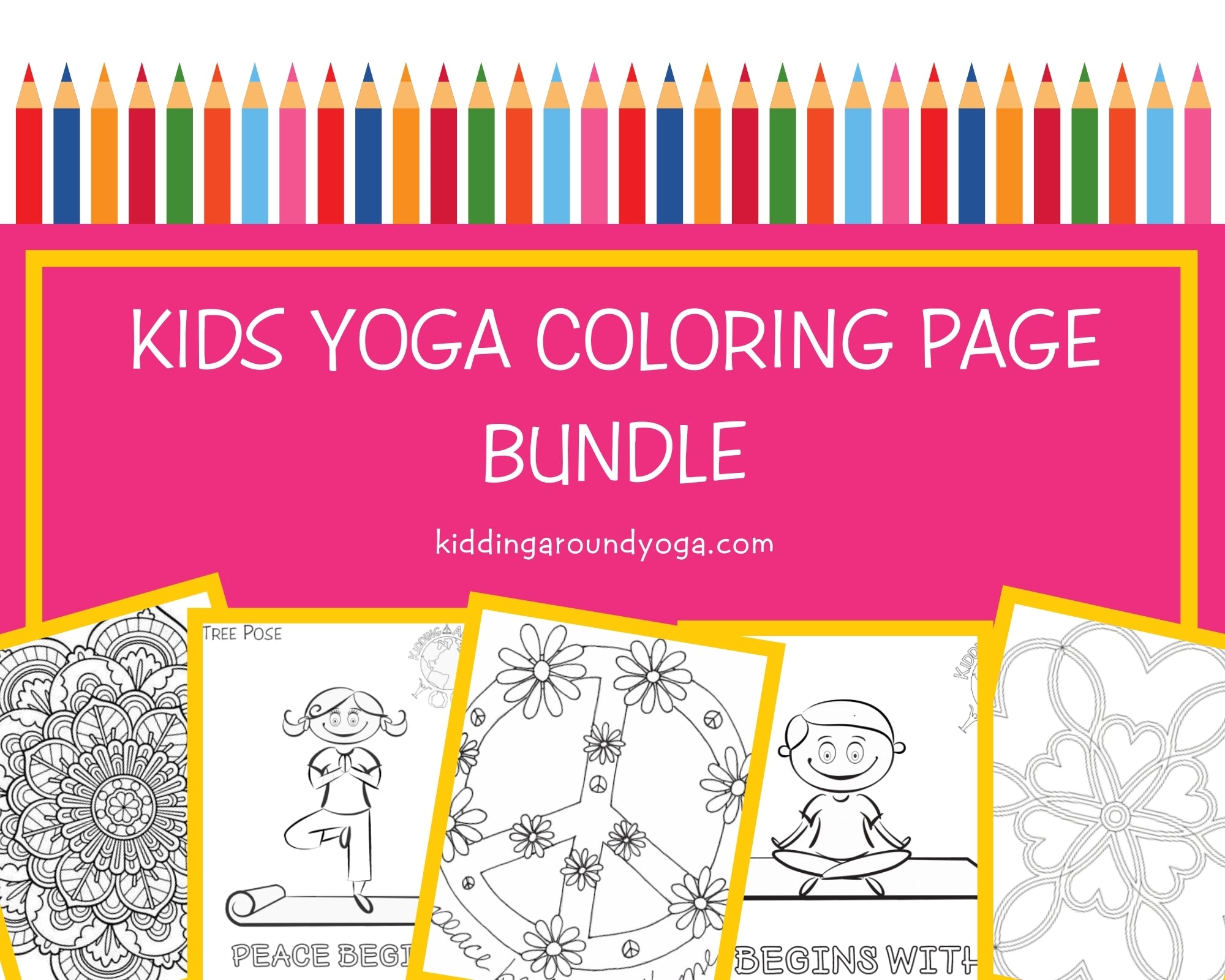 Yoga coloring page bundle kids yoga coloring pages printable â kidding around yoga shop