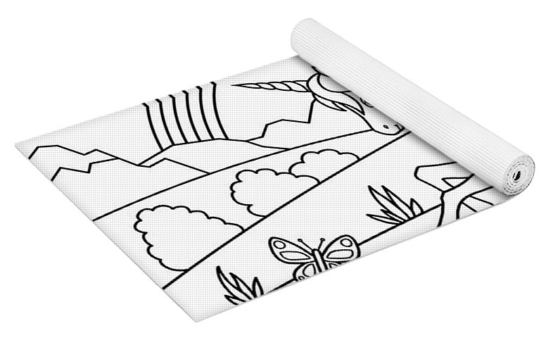Kids rainbow unicorn coloring page yoga mat by crista forest