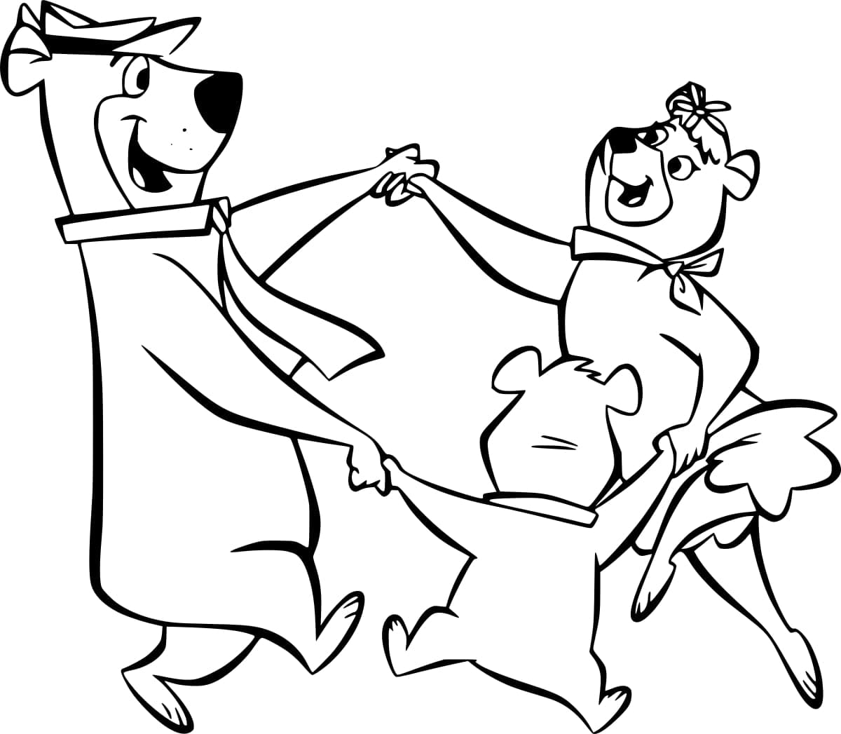 Yogi bear and friends coloring page