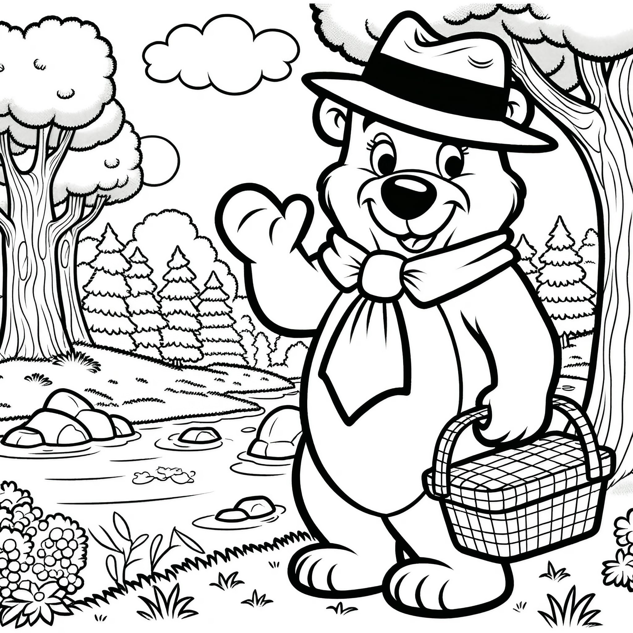 Yogi bear coloring pages for free printable