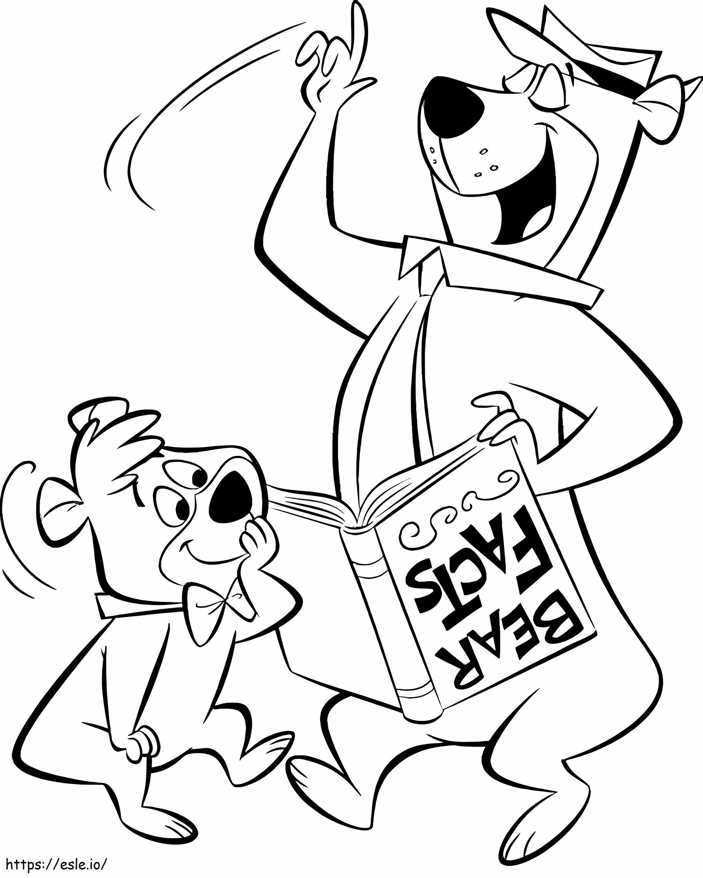 Yogi bear reading book coloring page