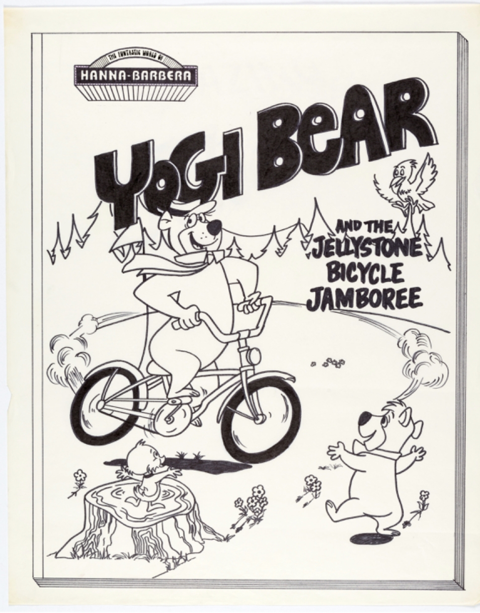Yogi bear coloring book advertising illustration art with photostat and flyer hanna