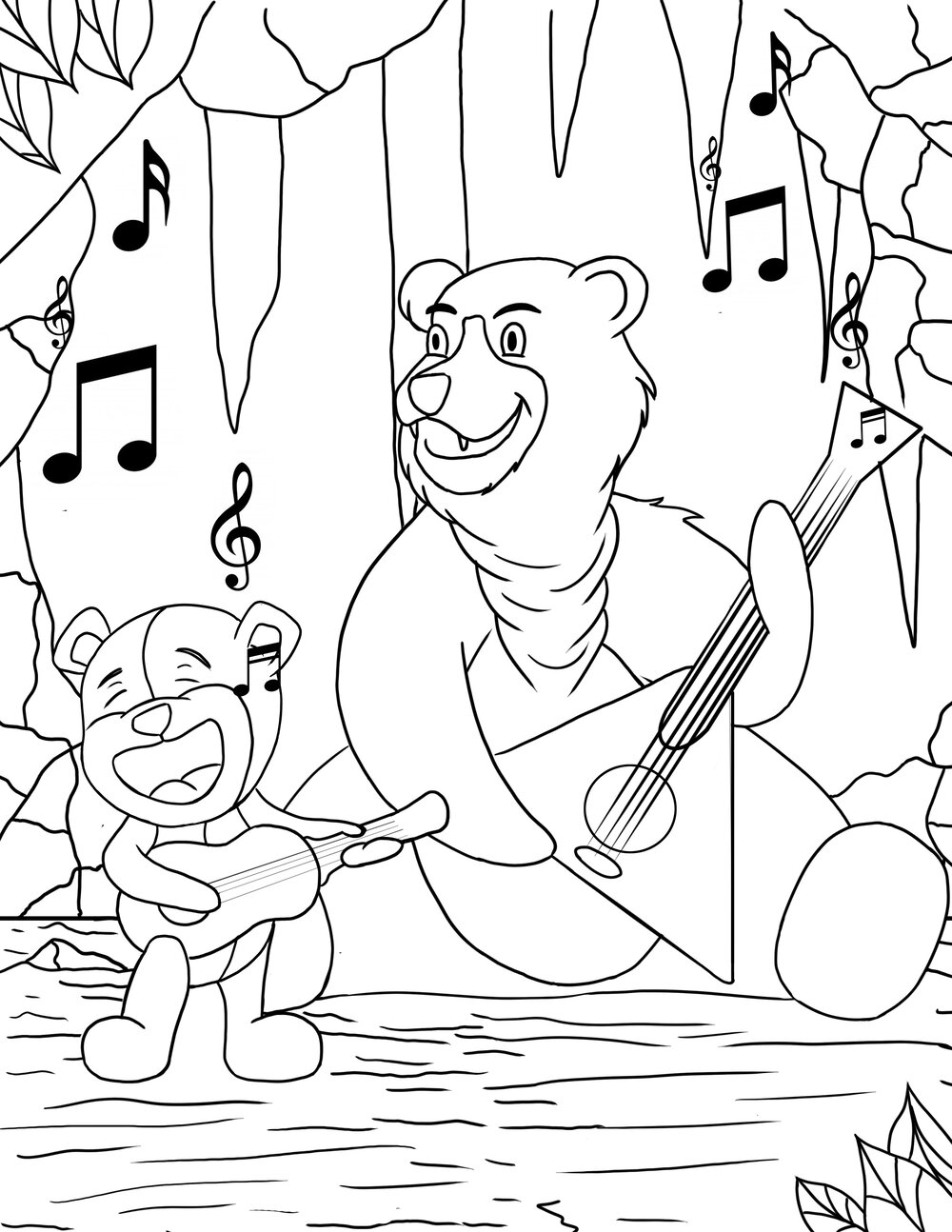 Digital story coloring book struggles the bear goes fishing â saving times press