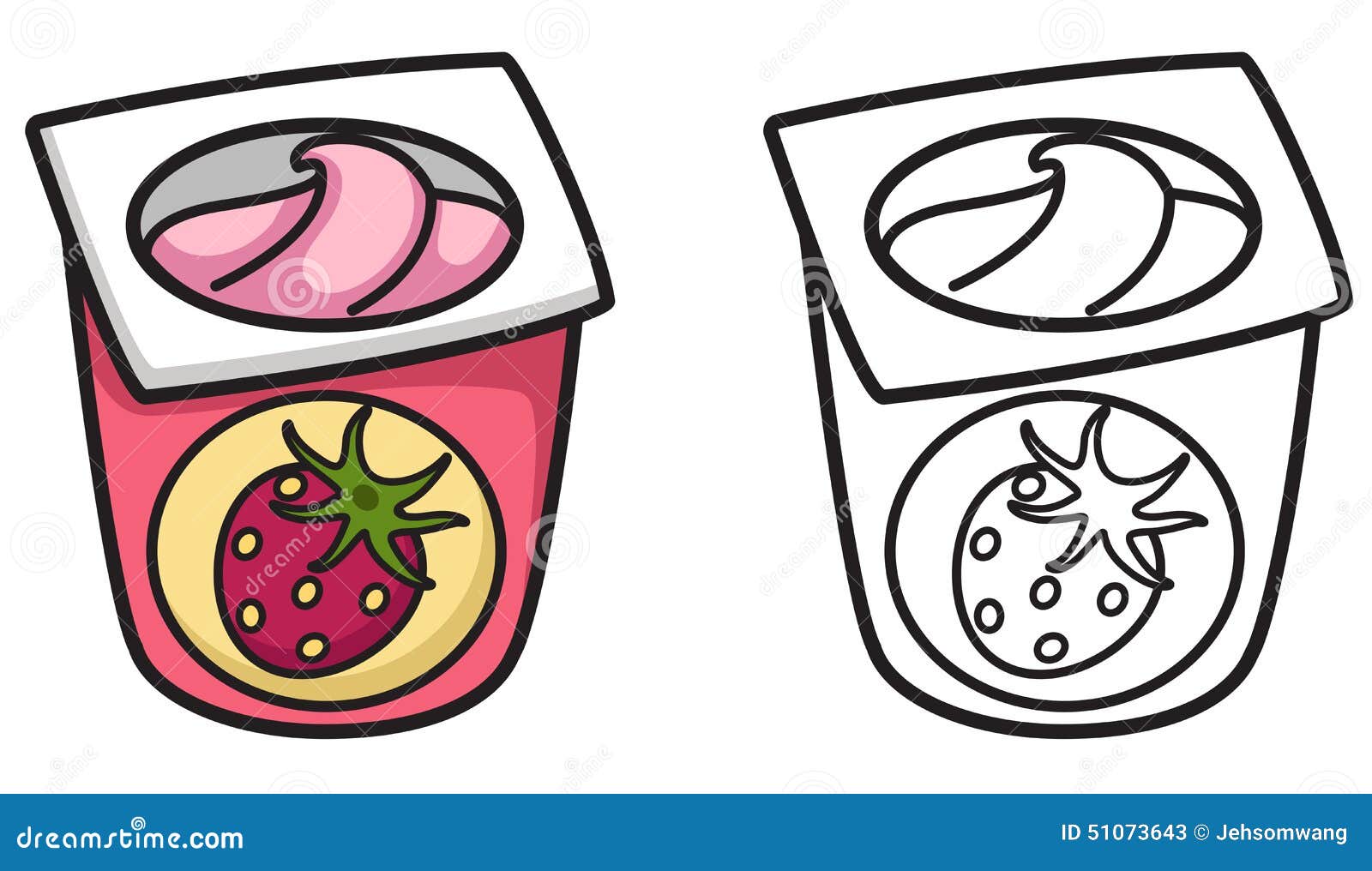 Colorful and black and white yogurt for coloring book stock vector
