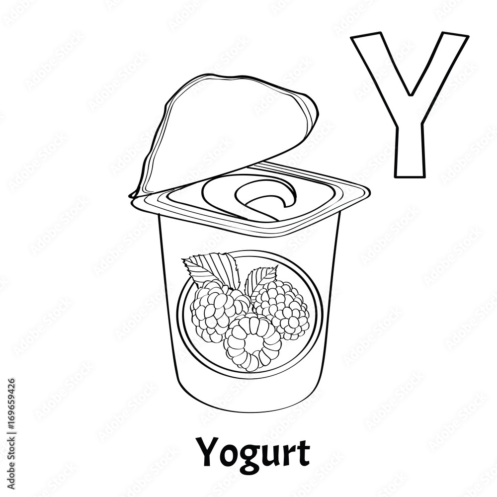 Vector alphabet letter y coloring page yogurt vector
