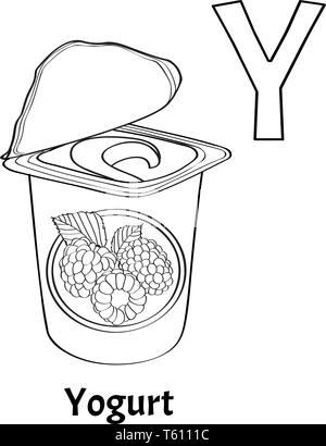 Yogurt vector alphabet letter y coloring page stock vector image art