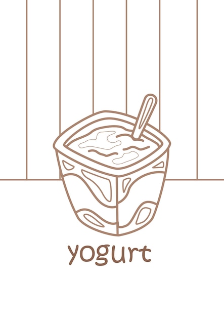 Premium vector alphabet y for yogurt vocabulary school lesson cartoon coloring pages for kids and adult