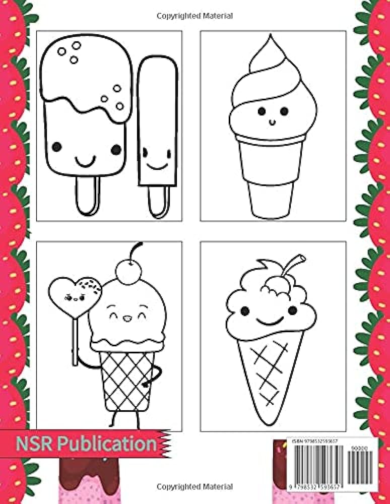 Ice cream coloring book for kids this coloring contains pictures of super cute frozen desserts like ice cream frozen yogurt gelato sorbet to make your kids coloring very enjoyable publication msr