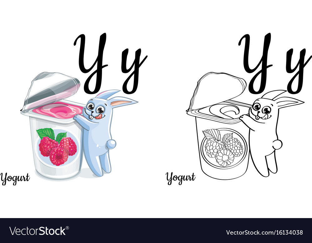Yogurt alphabet letter y coloring page royalty free vector