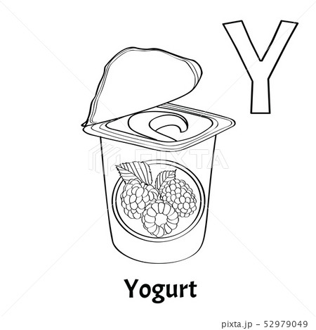 Vector alphabet letter y coloring page yogurt