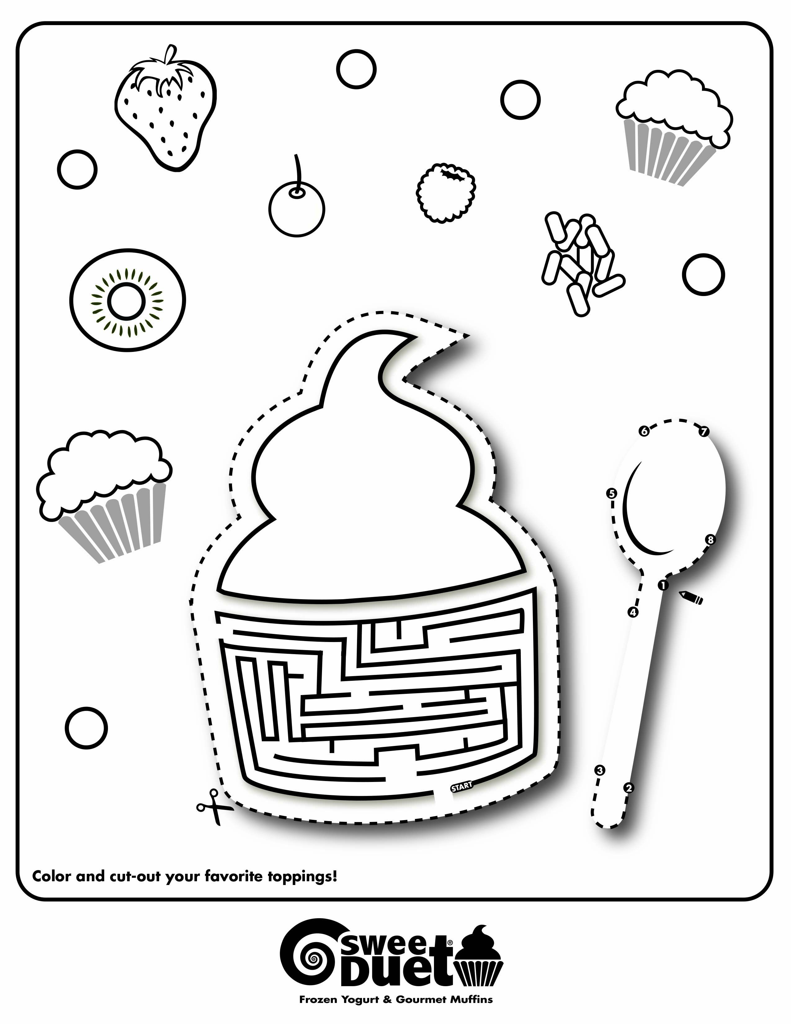 Sweetduet frozen yogurt gourmet muffins coloring page design