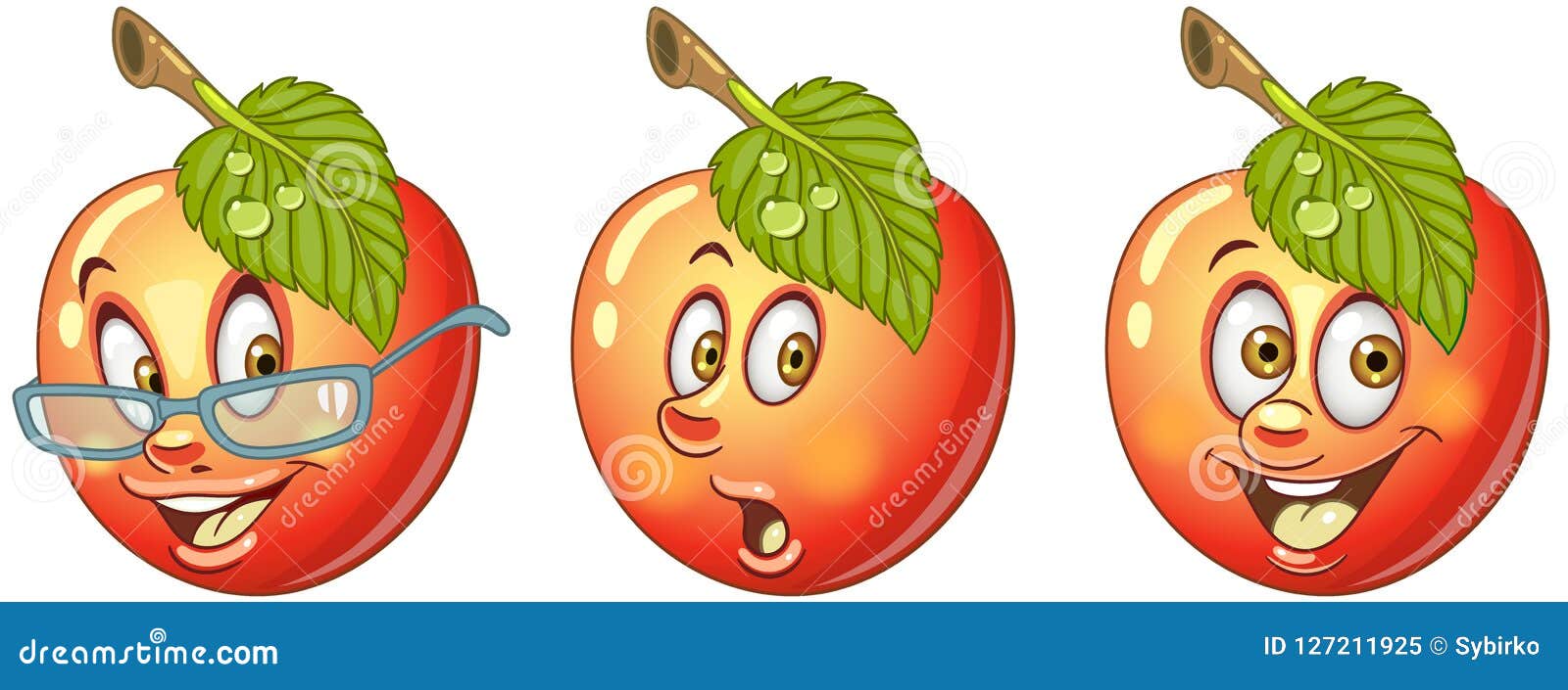 Apple food emoji emoticon collection stock vector