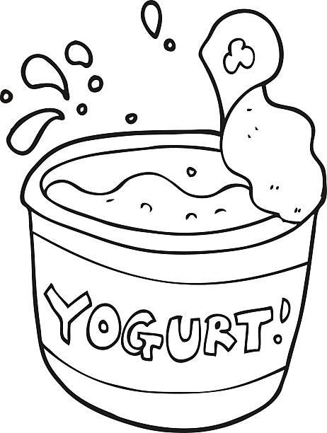 Black and white cartoon yogurt stock illustration