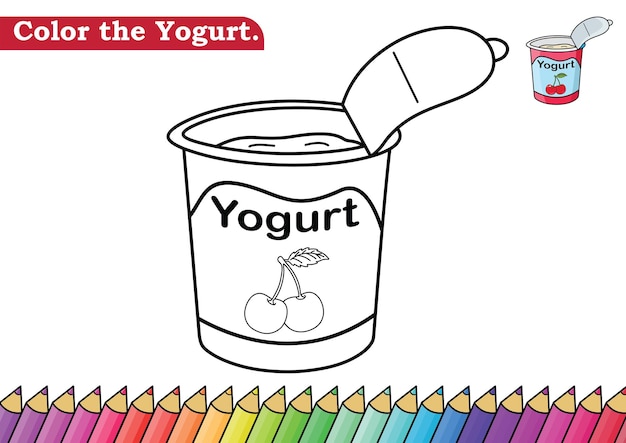 Premium vector cute coloring for kids with yogurt picture vector illustration of coloring book page lets color