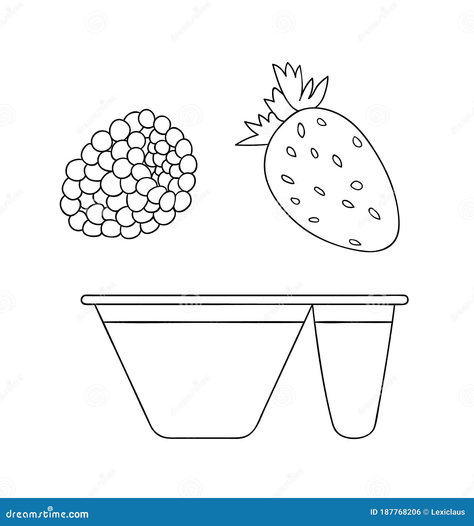 Vector line yoghurt pack icon with fruit and berry hand drawn organic fresh dairy product isolated on white background stock vector