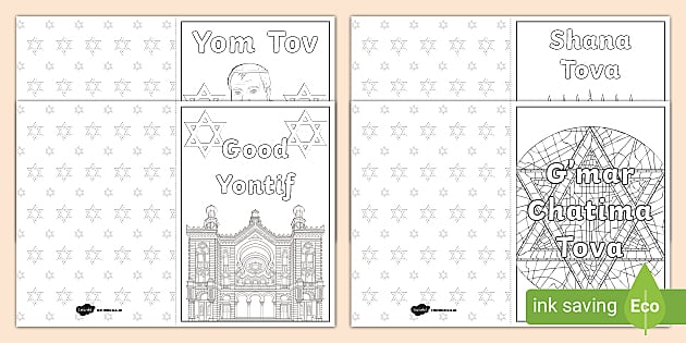 Yom kippur colouring greetings cards teacher