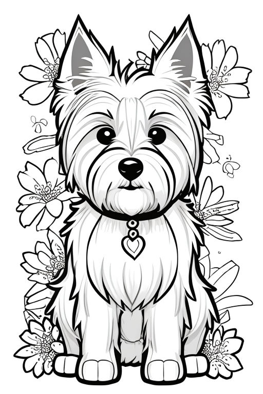 Beaver yorkie white with black dots background poinsettia