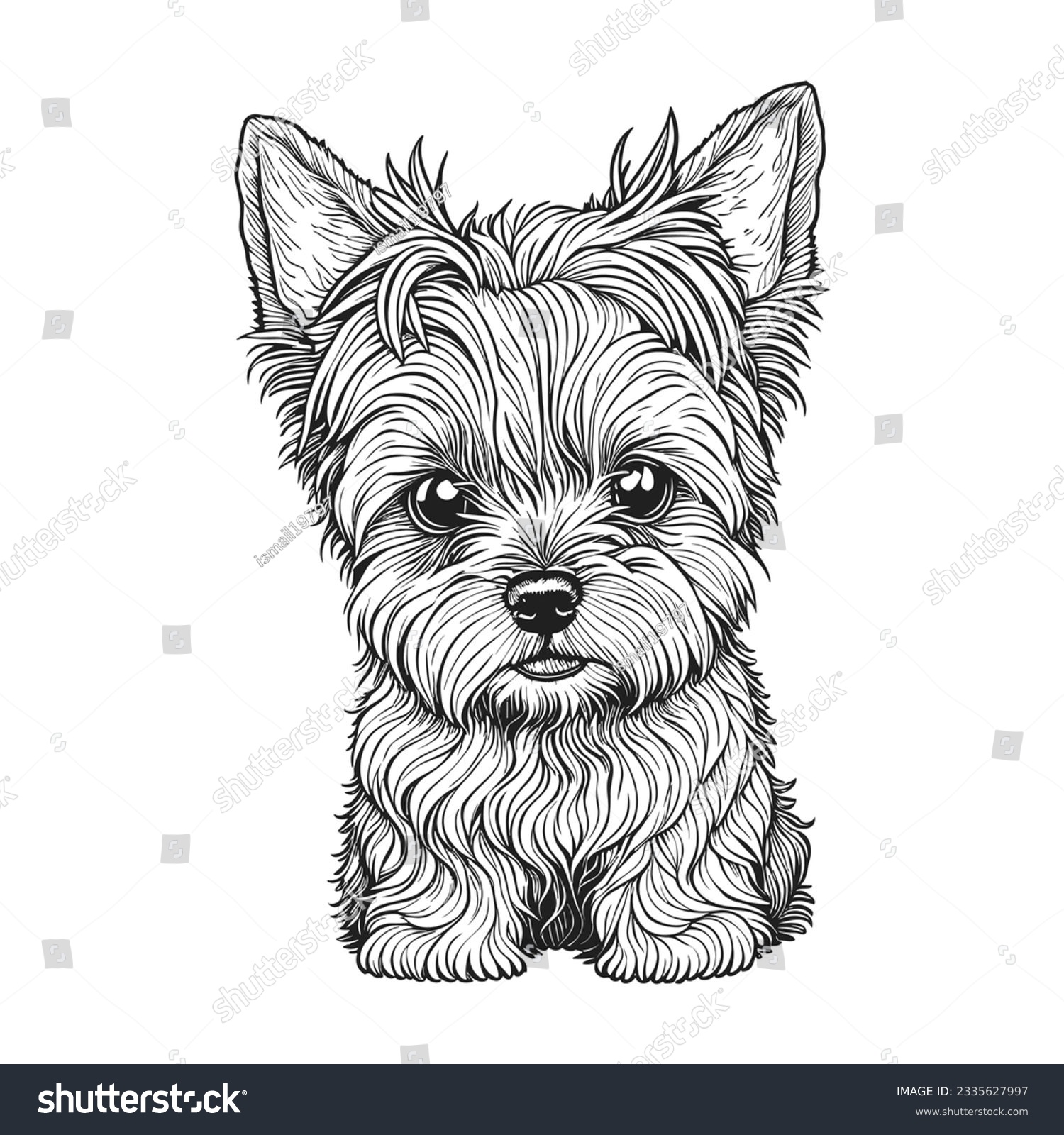 Cute yorkie coloring page adults stock vector royalty free