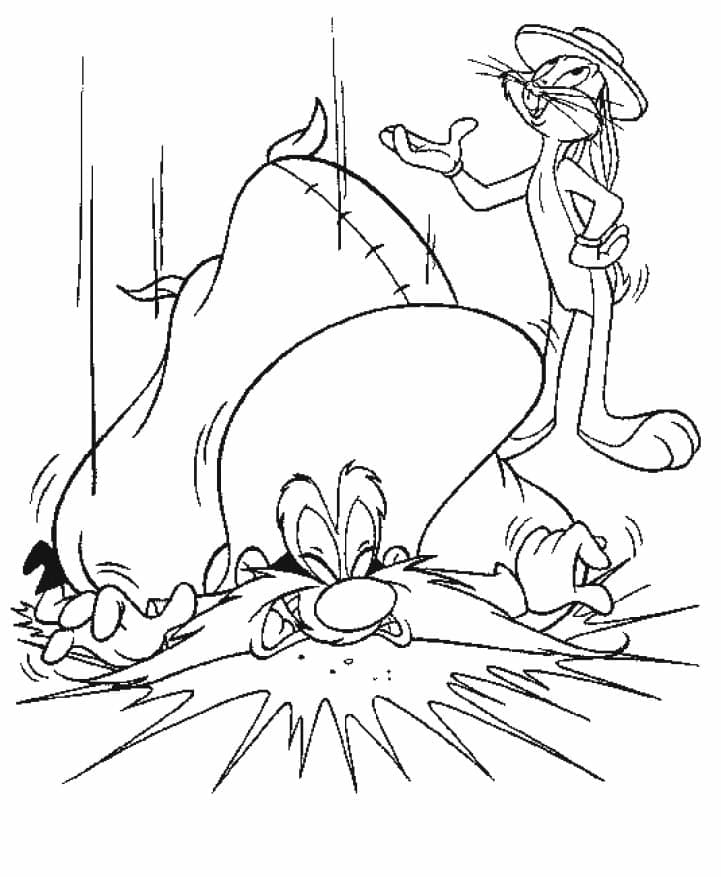 Bugs bunny and yosemite sam coloring page