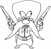 Coloring yosemite sam with a bottle picture
