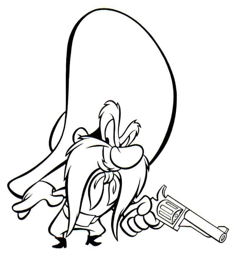 Yosemite sam with a gun coloring page