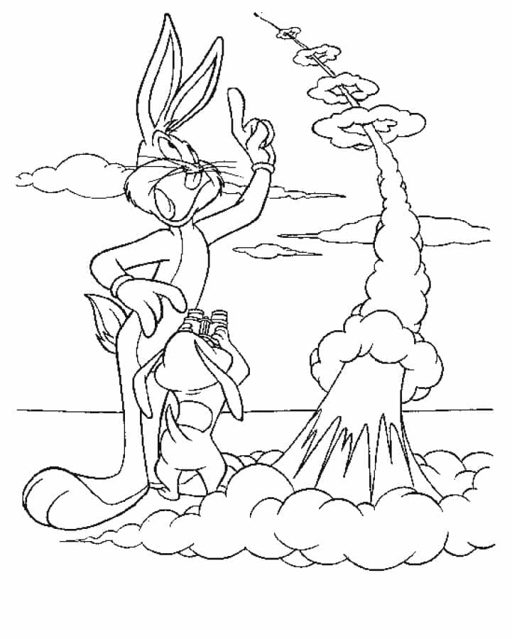 Bugs bunny and rocket coloring page