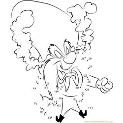 Yosemite sam cartoon dot to dot printable worksheet