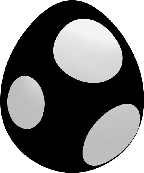 Adorable black baby yoshi hatching from egg