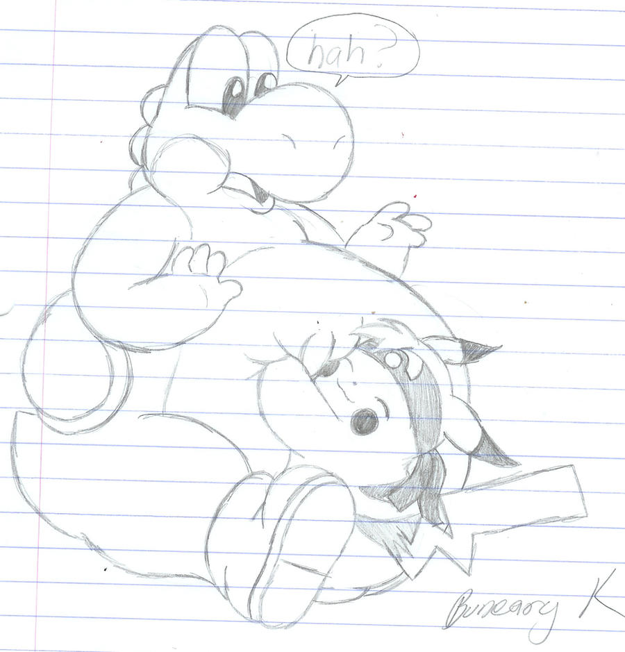 Greenchu hugs a yoshi by bunearyk on