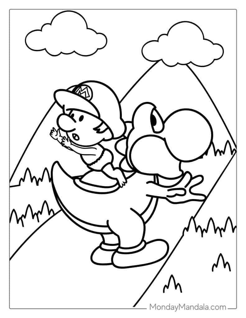 Yoshi coloring pages free pdf printables