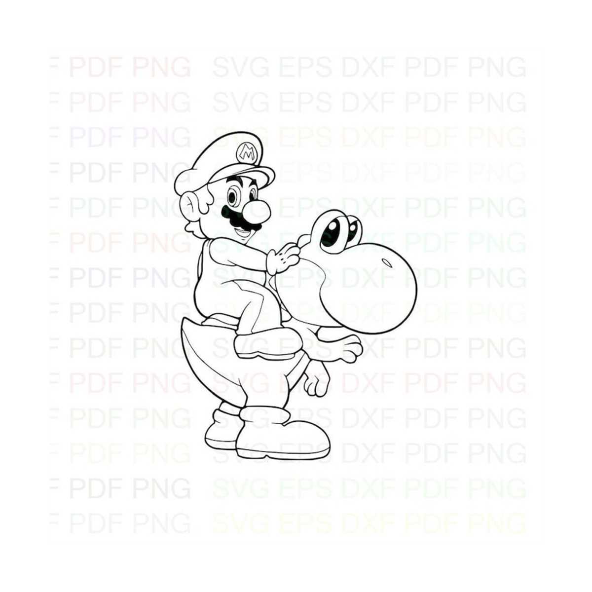 Supermariowithyoshi outline svg dxf eps pdf png cricut