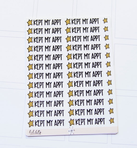 Gold star award stickers in kept my appointment adulting awards planner stickers lil bits planner stickers