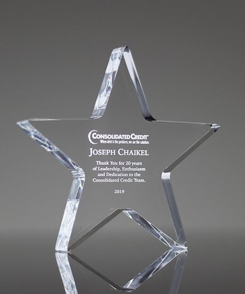 Acrylic star paperweight awards