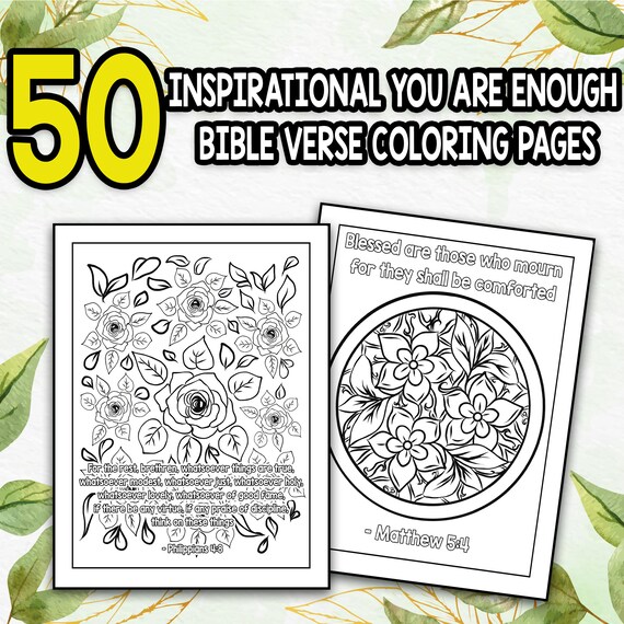 Best value you are enough journal coloring book instant download devotional coloring pages spiritual guide and stress relief activity