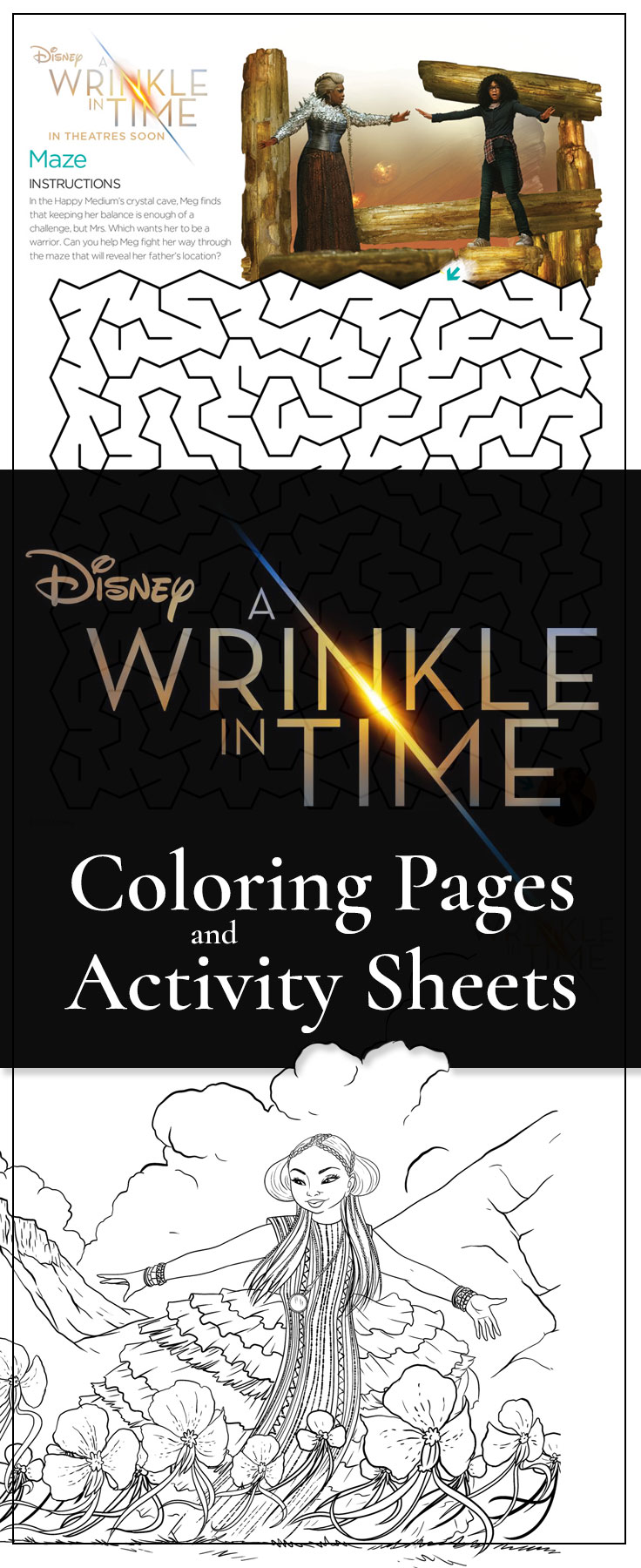 Free printable a wrinkle in time coloring and activity sheets