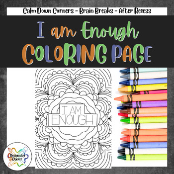 I am enough coloring page tpt