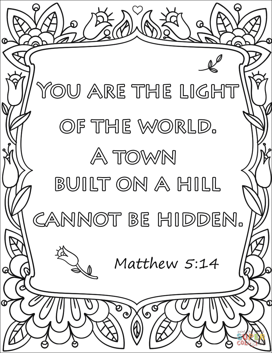 You are the light of the world a town built on a hill cannot be hidden coloring page free printable coloring pages