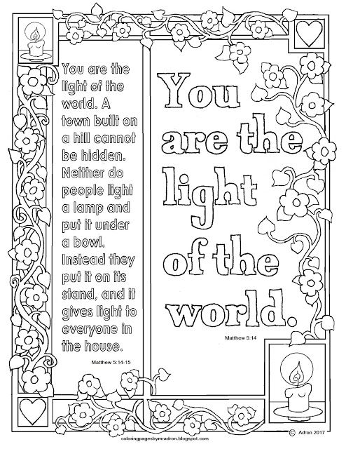 Matthew you are the light of the world coloring page hundreds more at my blog httpscolorâ coloring pages for kids quote coloring pages coloring pages
