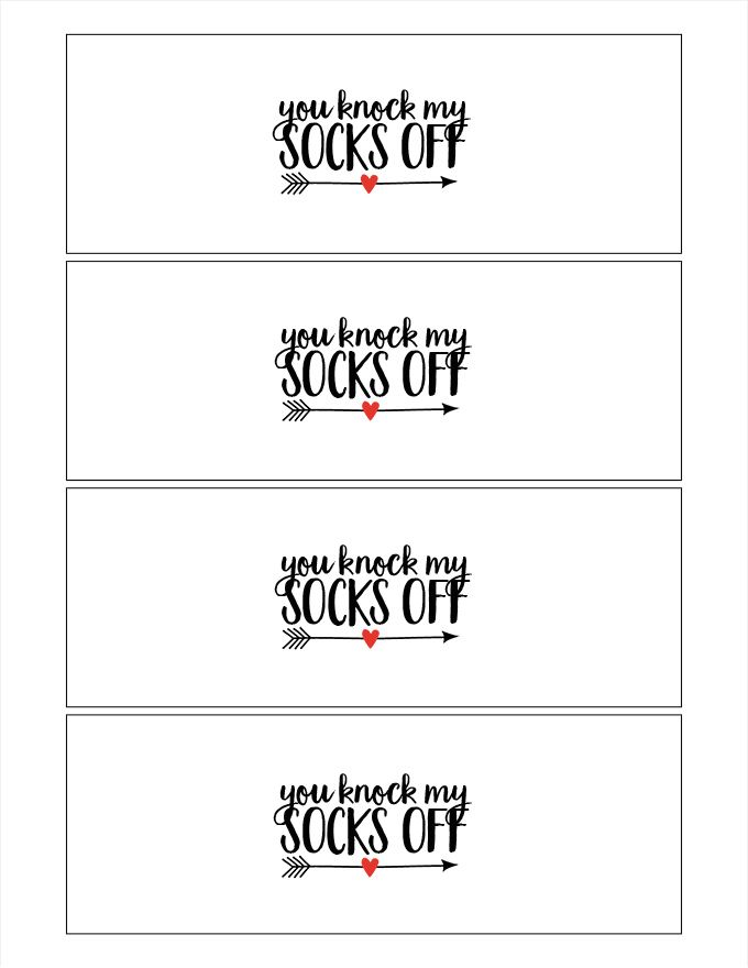 You knock my socks off printable valentines for kids valentines socks valentines treat bags