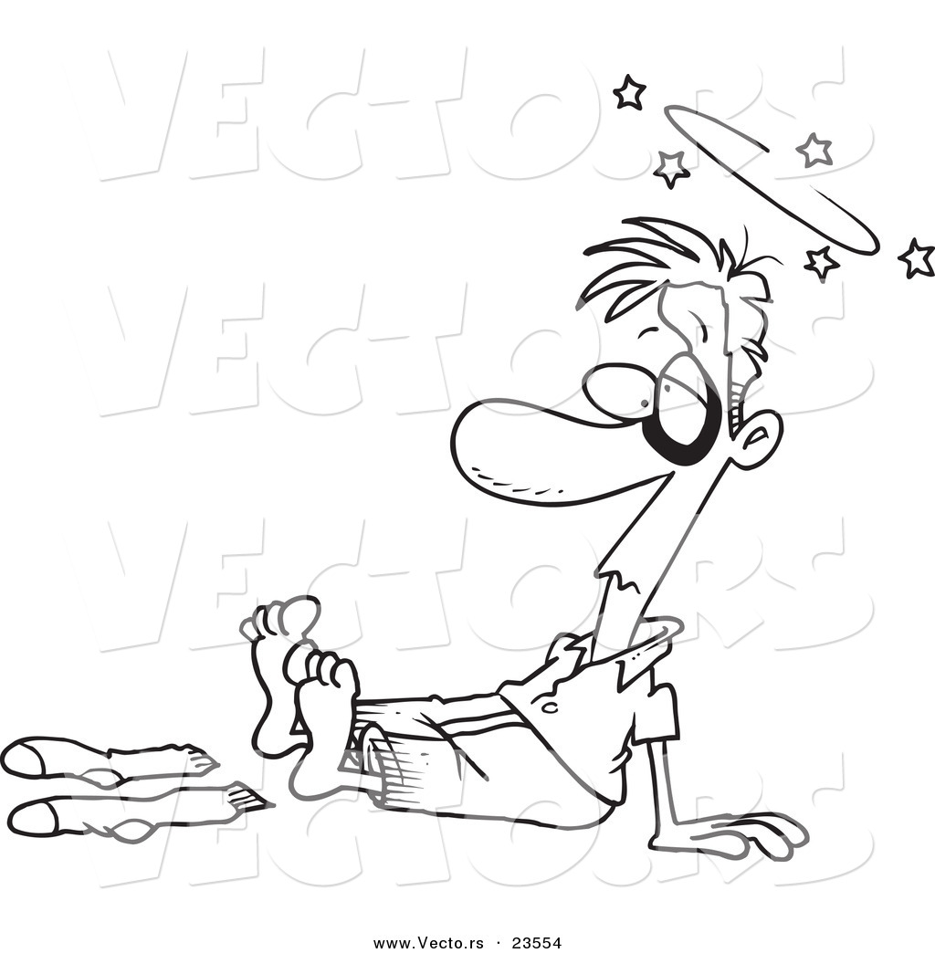 R of a cartoon socks knocked off a guy
