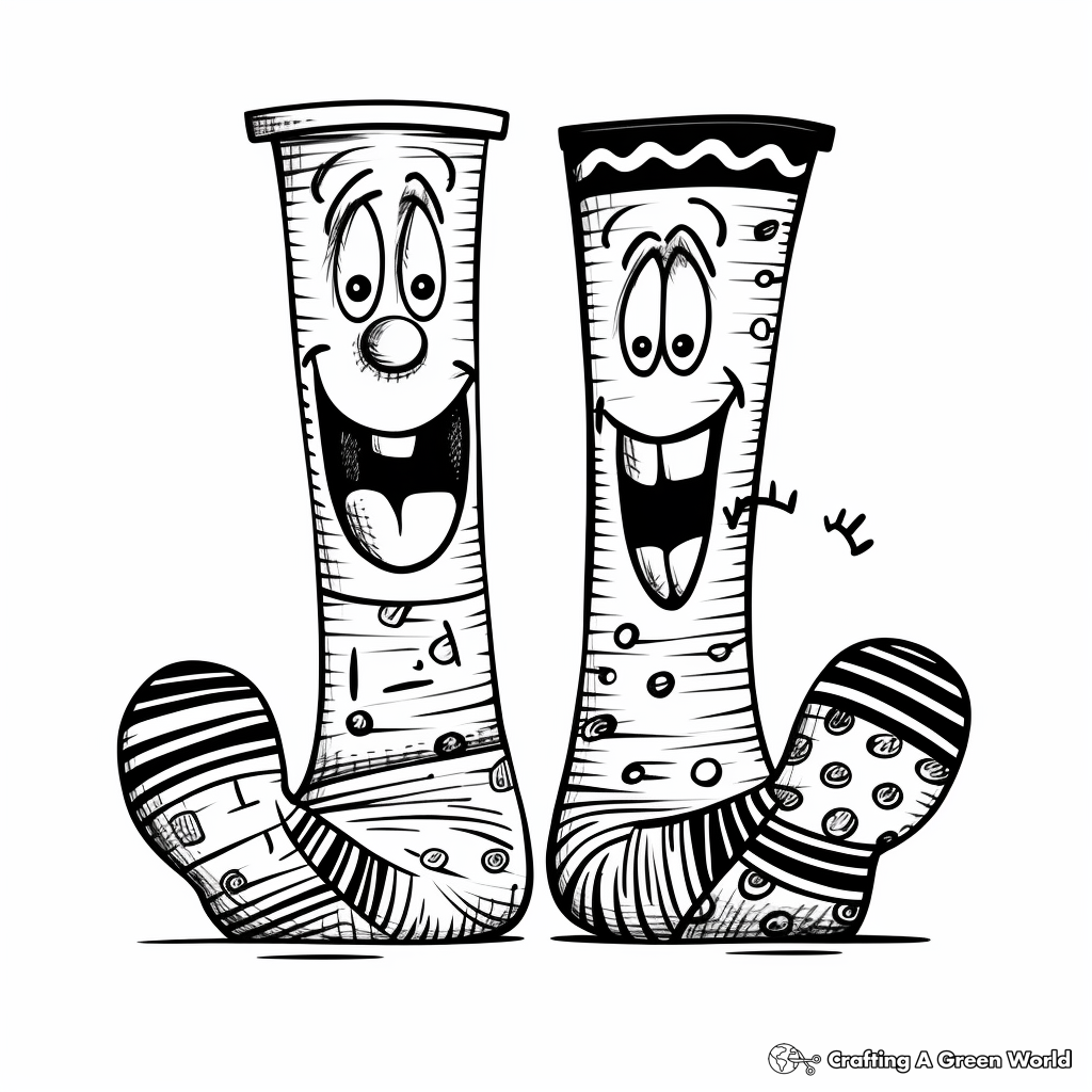 Crazy socks coloring pages