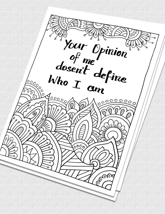 Self help quotes instant download printable zentangle colouring page adult coloring sheet mindfulness coloring quarantine art therapy
