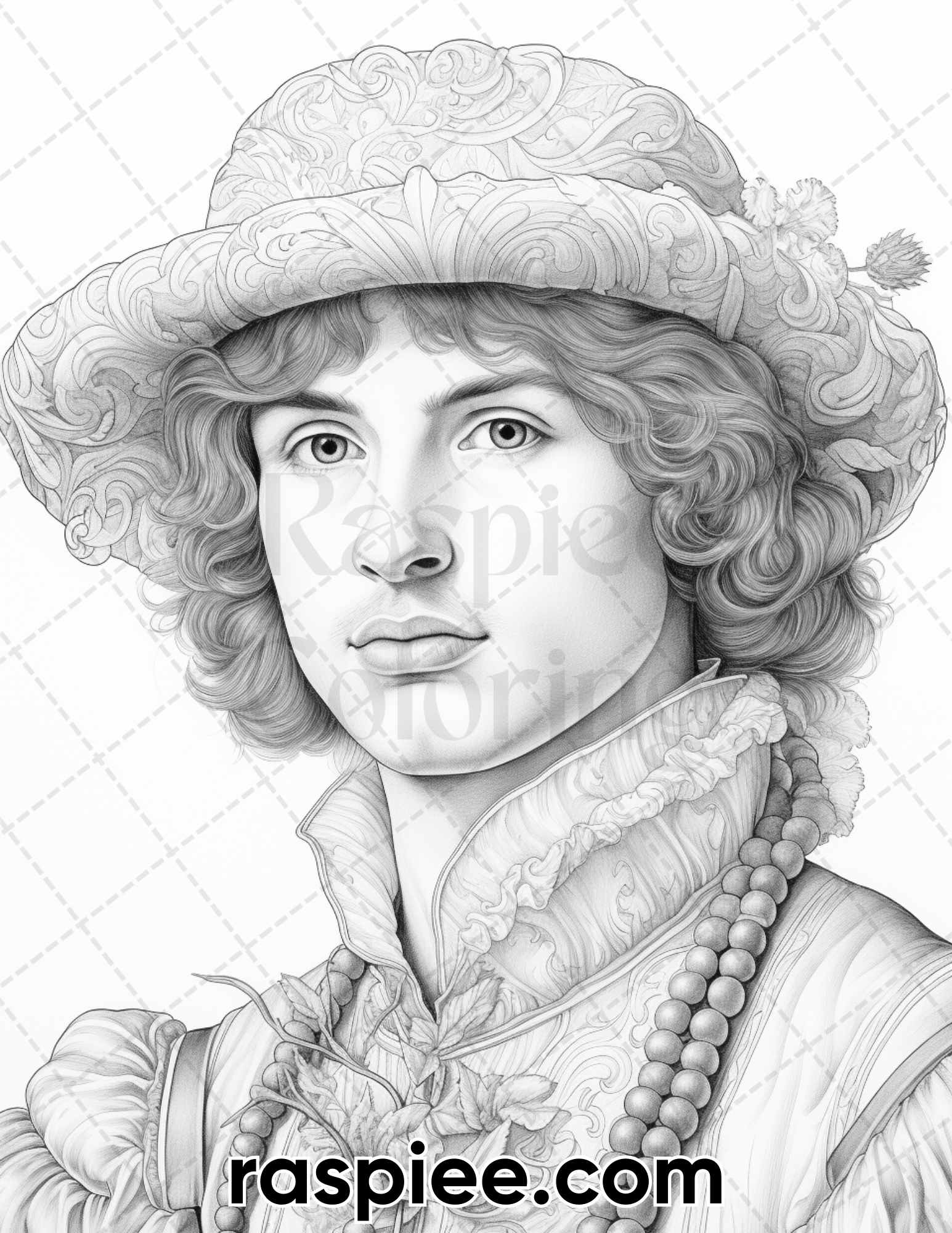 Renaissance portraits grayscale adult coloring pages printable pdf â coloring