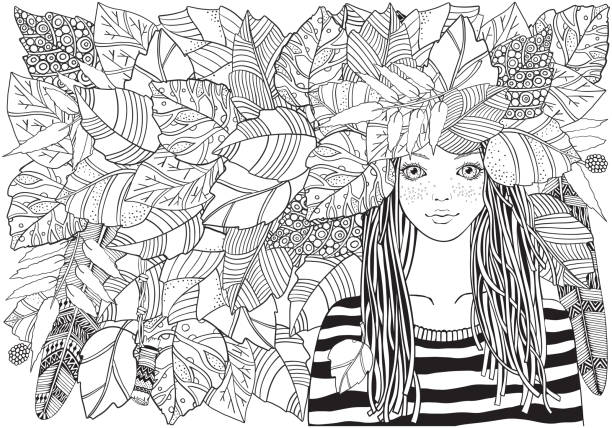 Teenage coloring pages stock illustrations royalty