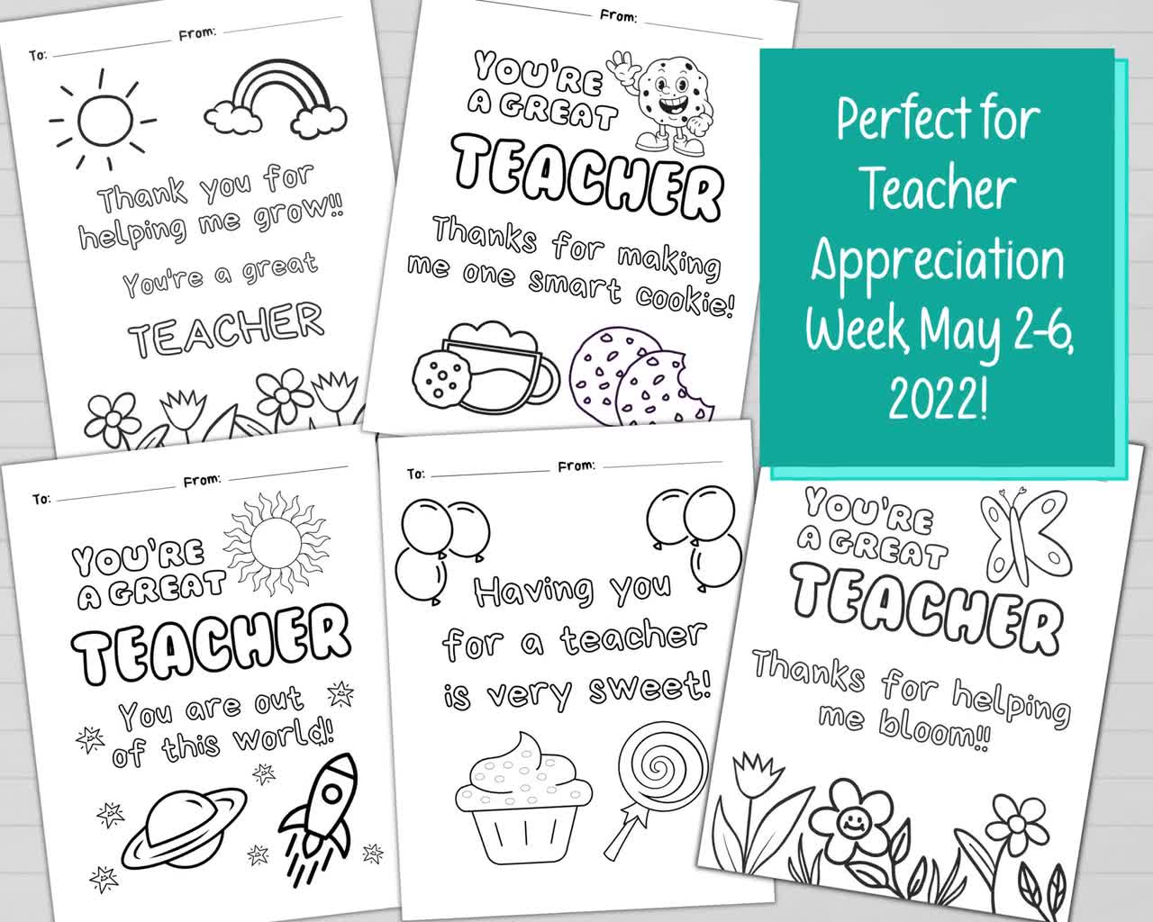 Printable teacher appreciation coloring pages end of year teacher gift best teacher note teacher appreciation gift